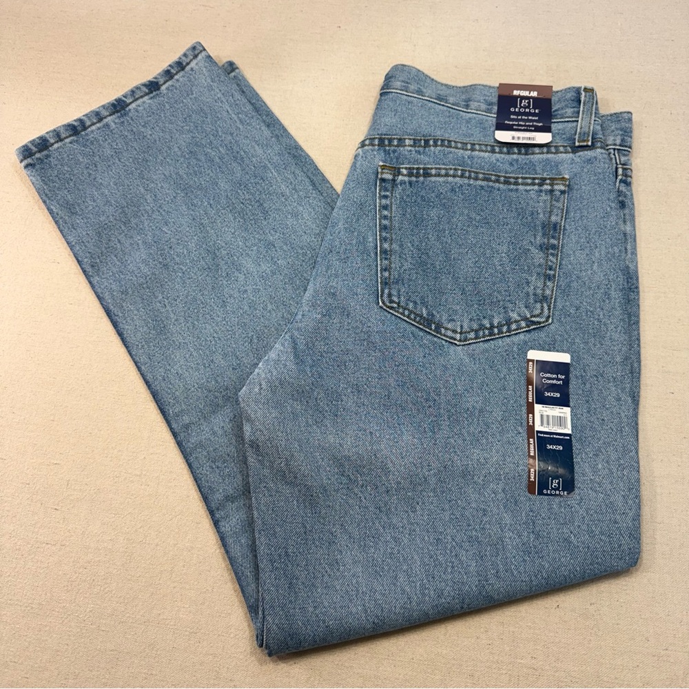 George Men's Regular Fit Jeans (34x29, Light Wash) - NWT